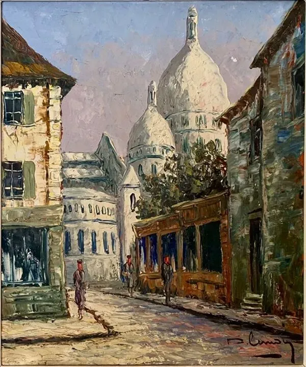 Illustration numéro 5 du produit Tableau ancien, vue de Montmartre, signé Pierre Lemoine ( 1920- 2006)