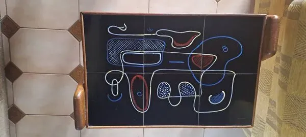 Illustration numéro 5 du produit Table en teck et céramique de style scandinave, 1950