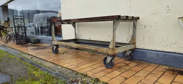 Illustration numéro 5 du produit Table / établi industriel en métal sur roulettes, milieu XXᵉ siècle