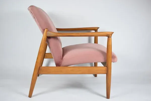 Illustration numéro 5 du produit Fauteuil GFM-64 original, designer E.Homa, années 1960, rembourré, velours rose