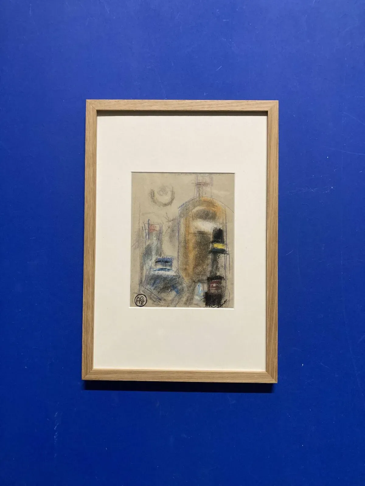 Illustration numéro 5 du produit Alfred Gaspart (1900-1993), ''Les Bouteilles'' Nature morte cubiste, dessin au crayon et pastel gras