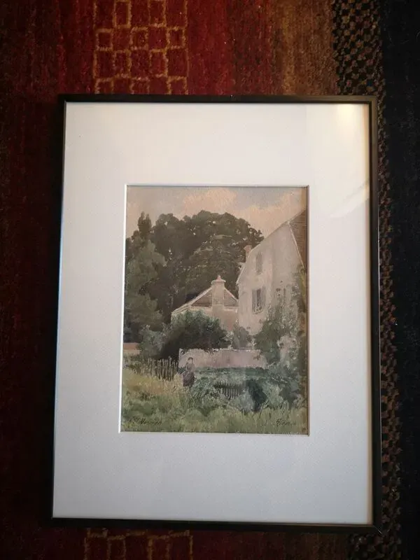 Illustration numéro 5 du produit Aquarelle Vue de Brièvres - Signée Henri Laurent Mouren (1844-1922)