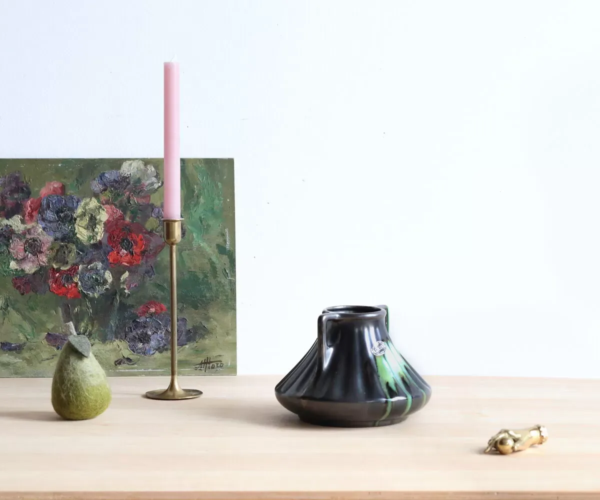 Illustration numéro 5 du produit Vase à anses en grès flammé de Thulin Airain, Belgique, époque art déco