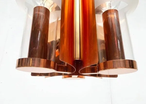 Illustration numéro 5 du produit Lampe suspendue en verre et cuivre allemande du milieu du siècle par Cosack, années 1960