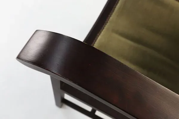 Illustration numéro 5 du produit Fauteuil Art Déco en bois laqué noir et velours vert, Belgique années 1930