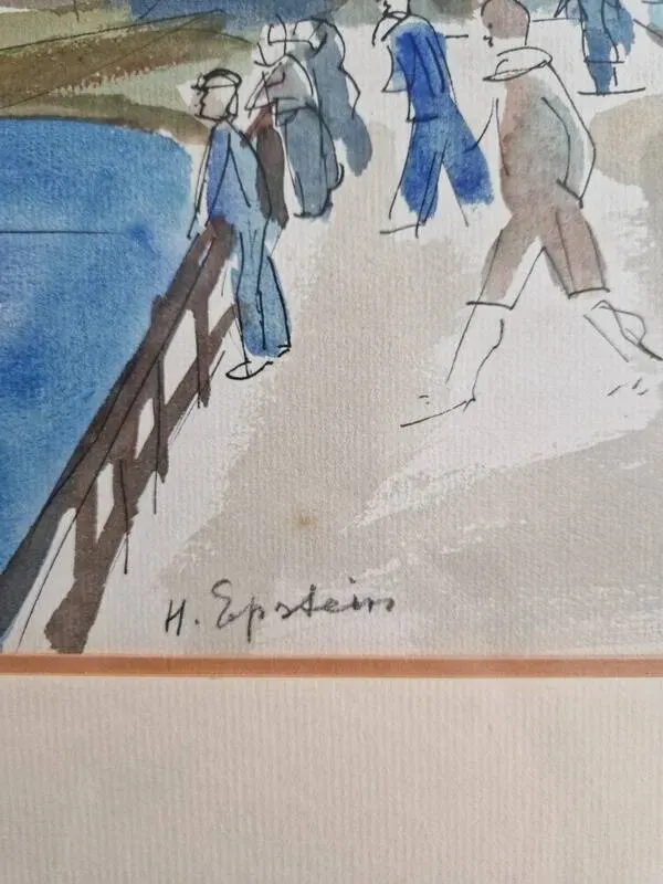 Illustration numéro 5 du produit Henri Epstein (1891-1944) - Aquarelle sur papier - Port animé - Signée