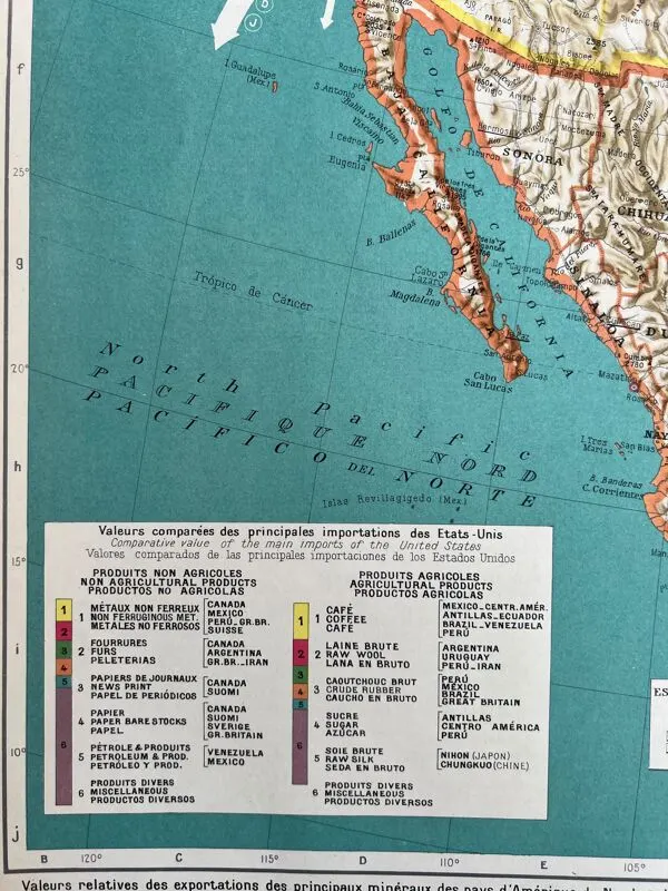 Illustration numéro 5 du produit Carte ancienne États-Unis — Routes commerciales & Géographie   Mexique