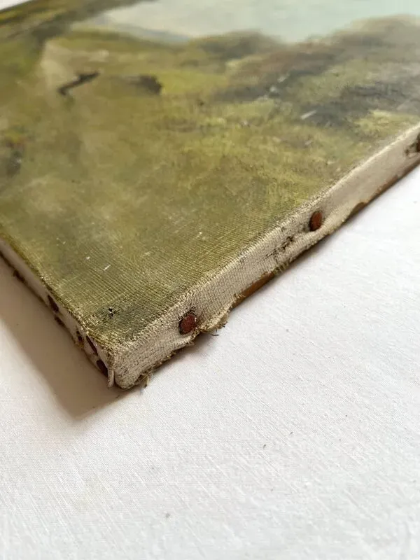 Illustration numéro 5 du produit Peinture ancienne huile sur toile paysage signée Lucien Félix Henry, 19eme siècle