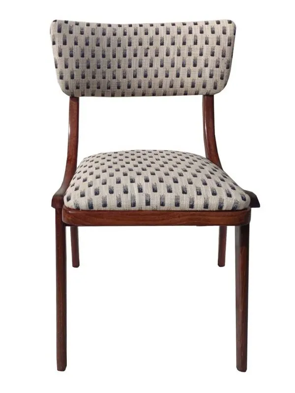 Illustration numéro 5 du produit Chaise Bumerang Mid-Century Modern, Jacquard blanc crème clair, Pologne, années 1960