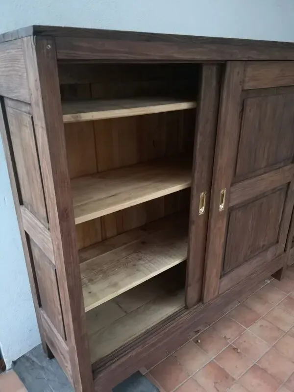 Illustration numéro 5 du produit Meuble de métier en sapin 4 portes coulissantes