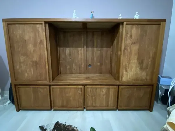 Illustration numéro 5 du produit Meuble tv avec étagères et rangements en teck massif