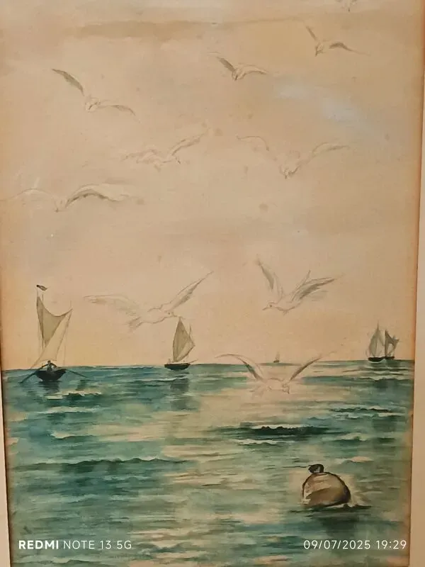 Illustration numéro 5 du produit aquarelle vers 1900 vue du Bassin d'Arcachon par Raoul Dosque