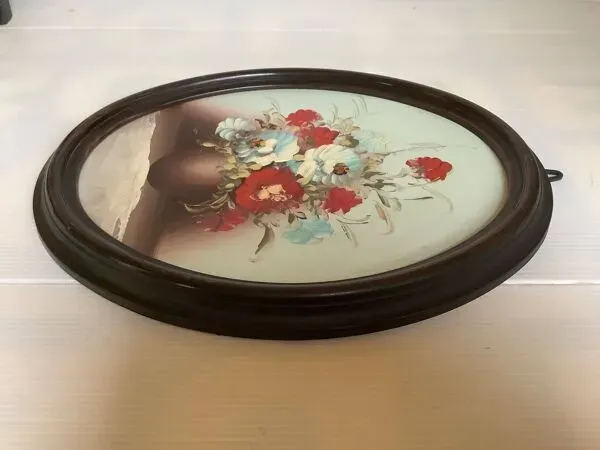 Illustration numéro 5 du produit Tableau ovale bouquet de fleurs huile sur panneau