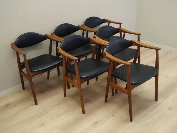 Illustration numéro 5 du produit Ensemble de six chaises en teck, design danois, années 1970, fabrication : Farstrup Møbler