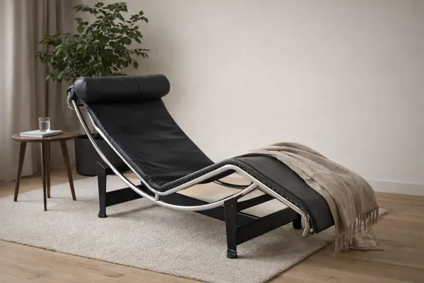 Illustration numéro 5 du produit Chaise longue LC4 signée – Le Corbusier / Cassina – cuir noir