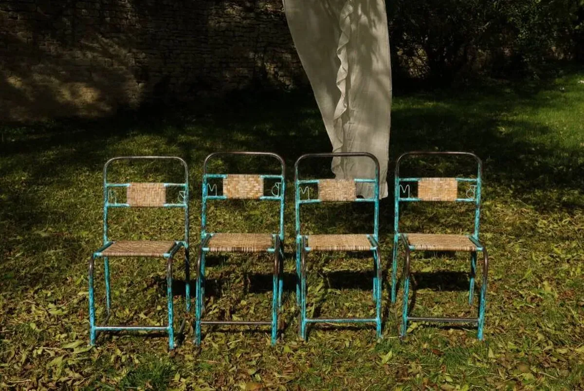 Illustration numéro 5 du produit Wrought iron and rattan garden chairs