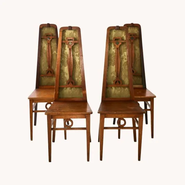 Illustration numéro 5 du produit 4 Chaises art&craft, Angleterre, fin19eme.