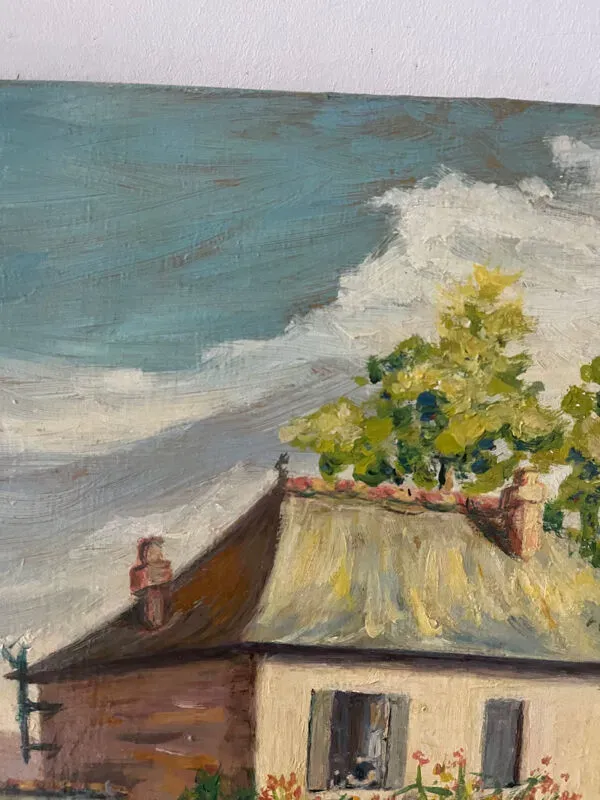 Illustration numéro 5 du produit “Lioujas Ecole”, Aveyron, huile sur toile signé L Durand 1957