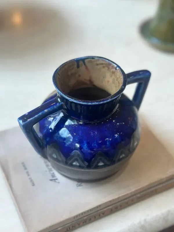 Illustration numéro 5 du produit Vase céramique bleu grès émaillé Odetta Faïencerie HB Quimper Bretagne art