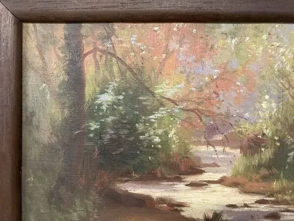 Illustration numéro 5 du produit Paysage au ruisseau, huile sur toile signée
