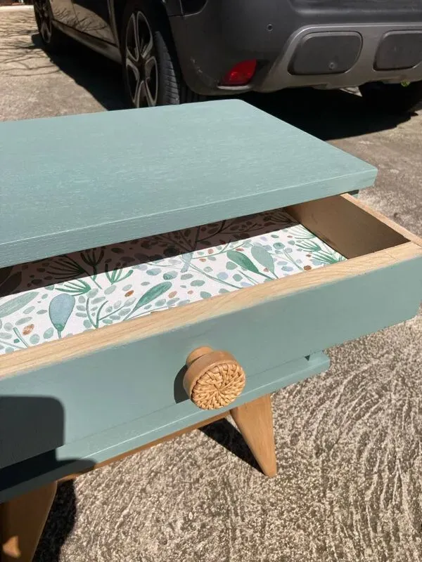 Illustration numéro 5 du produit Paire de chevets vintage pieds compas/ vert