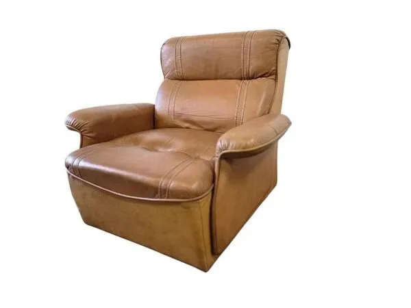 Illustration numéro 5 du produit Fauteuil vintage en cuir cognac / fauteuil une place / fauteuil