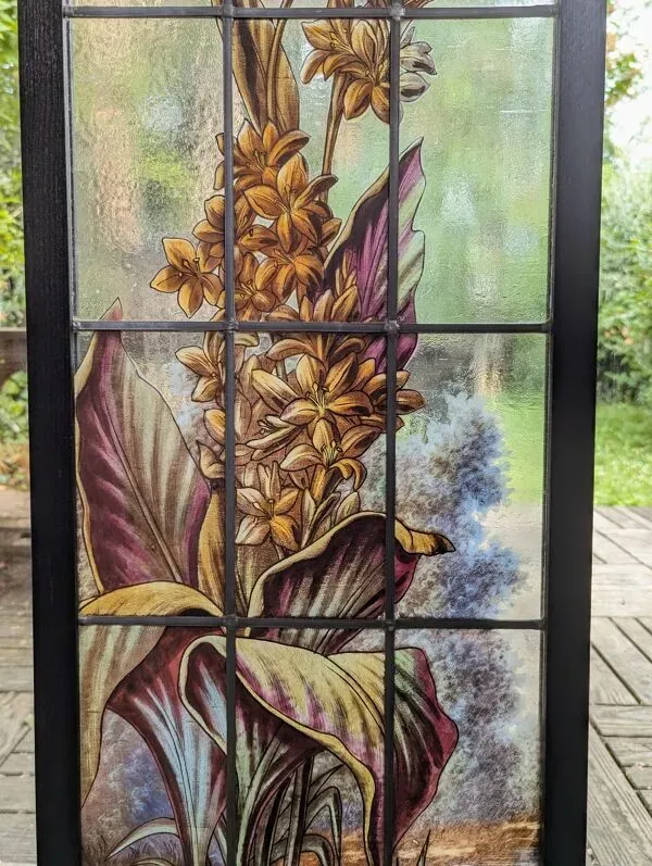 Illustration numéro 5 du produit Paire de vitraux Roses trémières