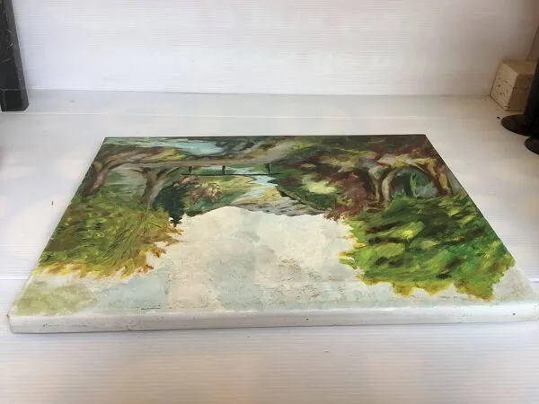 Illustration numéro 5 du produit Tableau paysage avec un petit pont huile sur toile