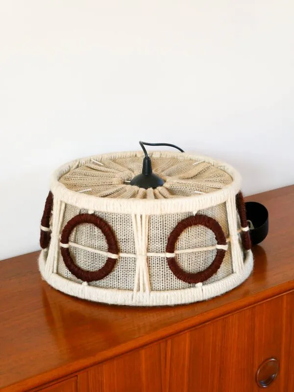 Illustration numéro 5 du produit Suspension ronde en laine à motifs géométriques, Beige, Design, 1970