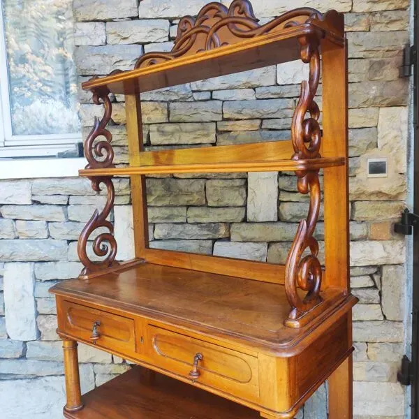 Illustration numéro 5 du produit Desserte console ancienne noyer blond massif