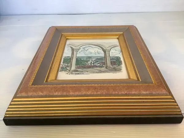 Illustration numéro 5 du produit Tableau aquarelle signée vue sur mer Marine