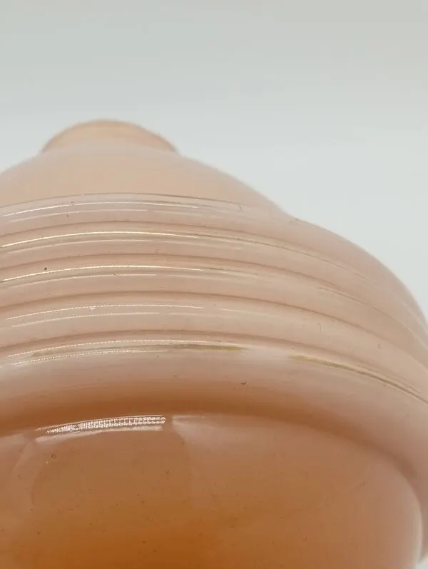Illustration numéro 5 du produit Vase Ancien Art Déco Annelé Verre Moulé Rose Pâle France Années 1930