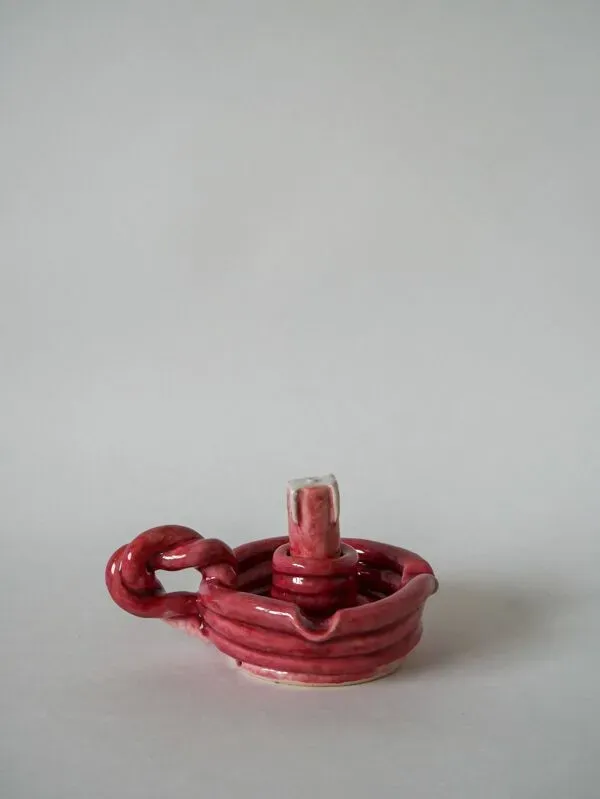 Illustration numéro 5 du produit bougeoir en barbotine tressée rose 1960