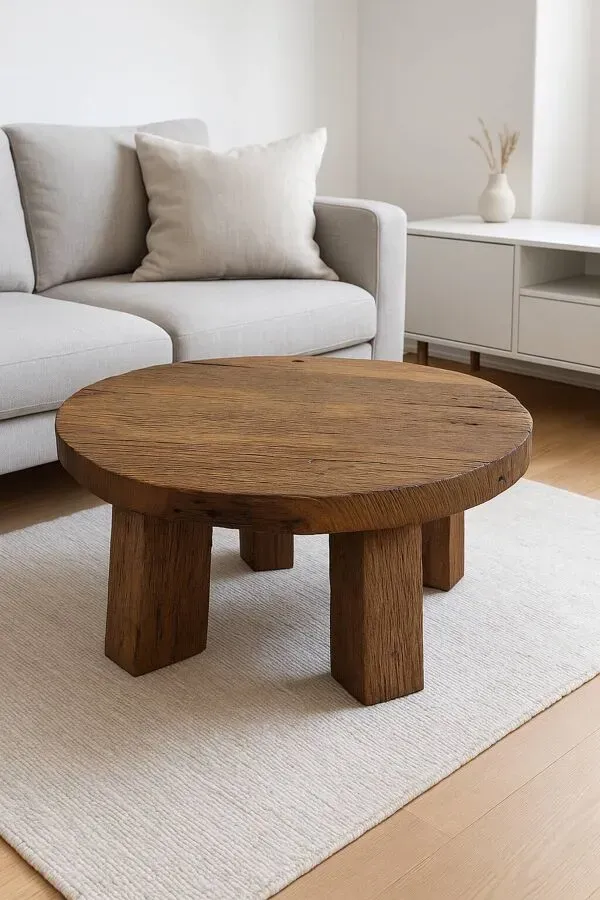 Illustration numéro 5 du produit Table basse ronde en chêne massif