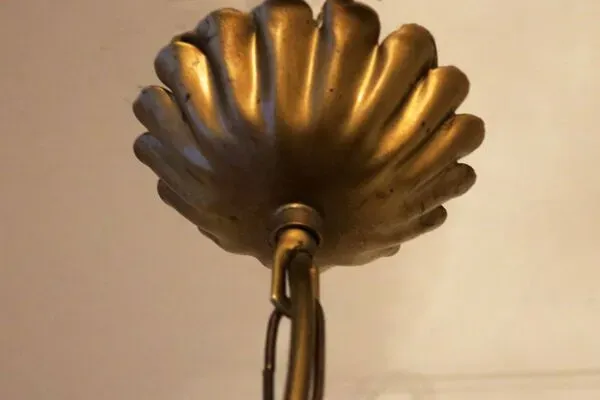 Illustration numéro 5 du produit Chandelier en tole en or plaqué en forme de gerbe de blé par Hans Kögl, années 1960.