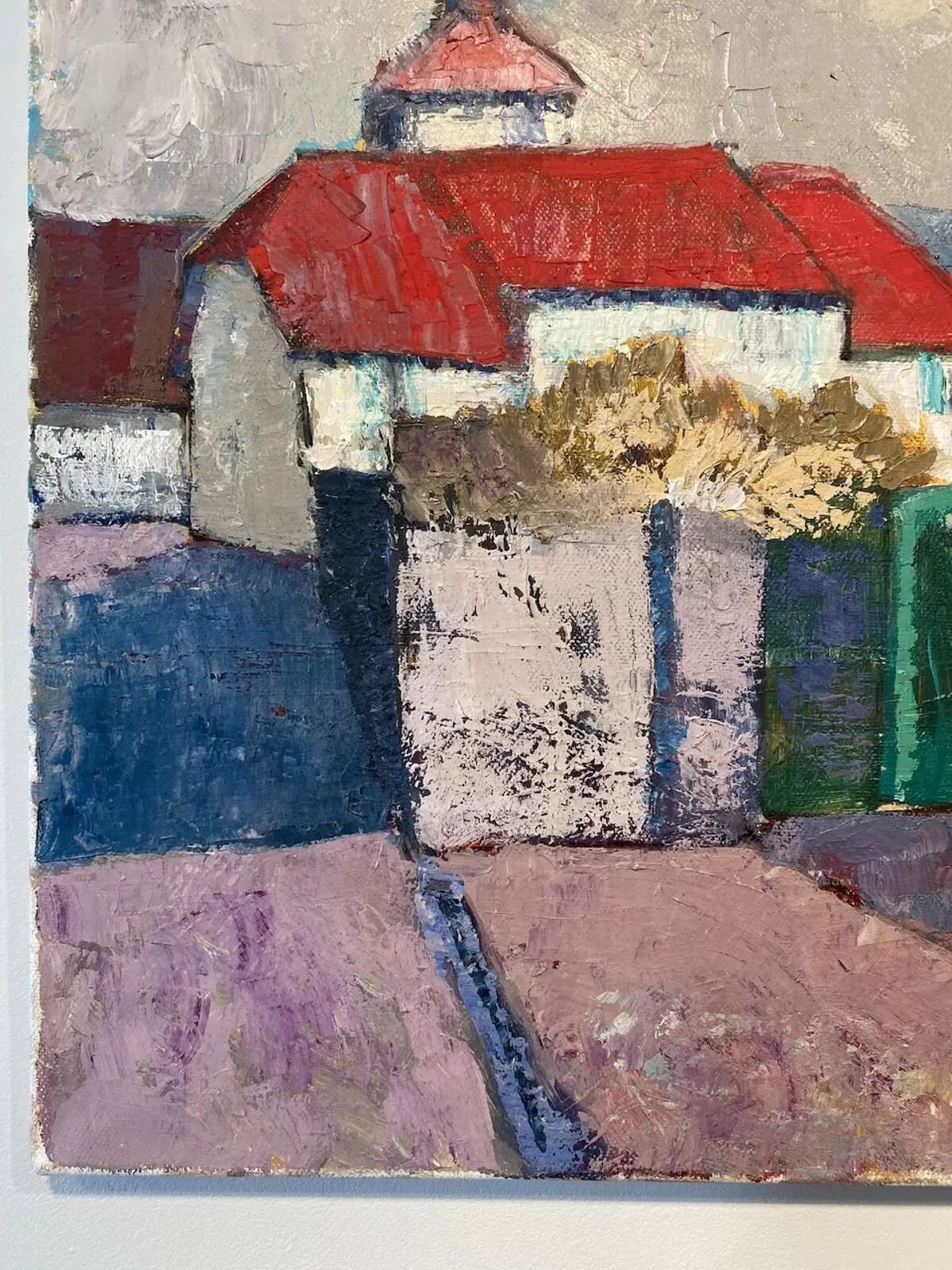 Illustration numéro 5 du produit Tableau ancien, paysage urbain, années 70