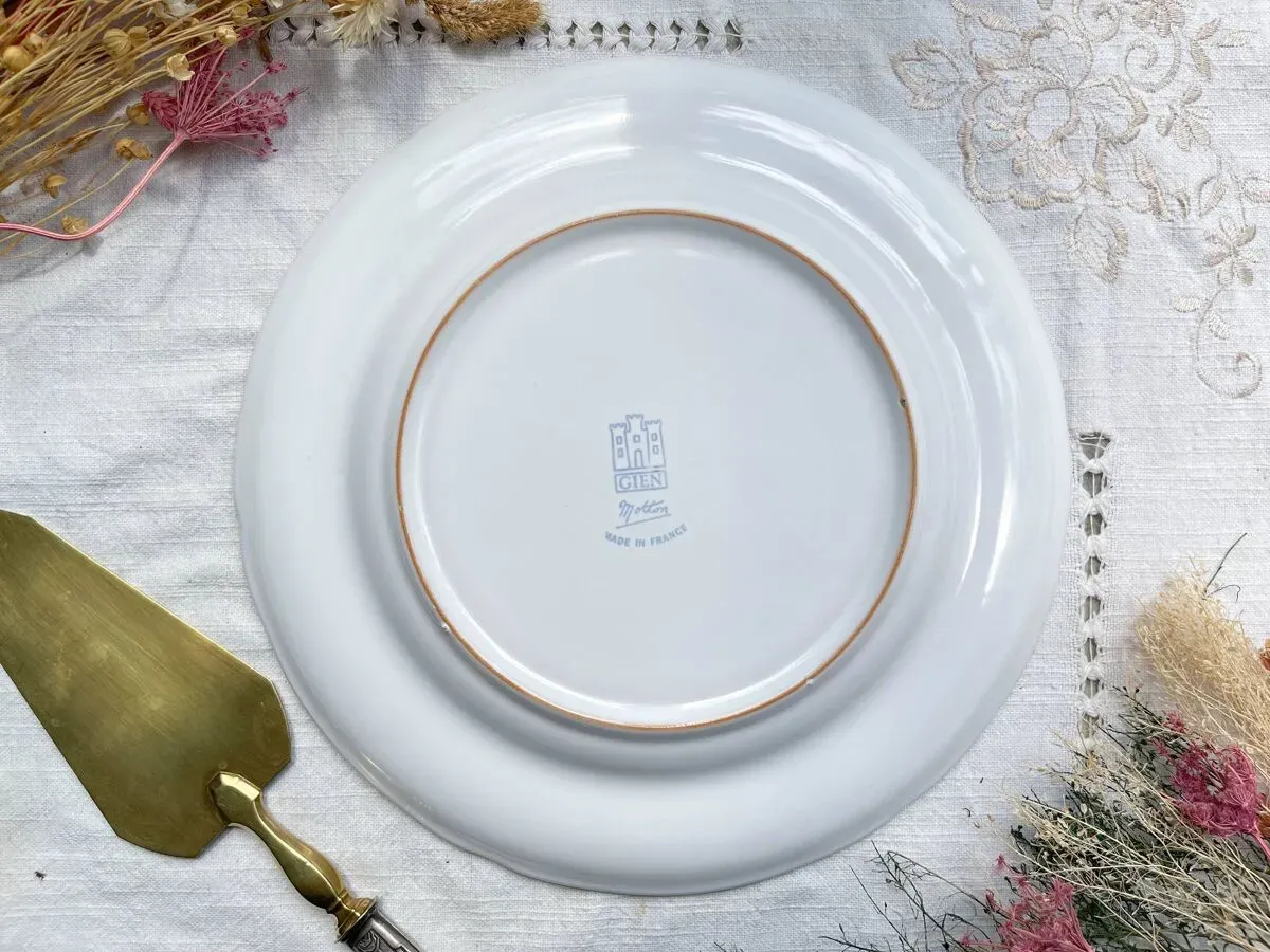 Illustration numéro 5 du produit Plat rond vintage gien motton made in france 1980 décor animalier