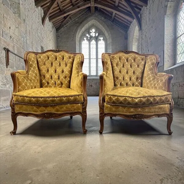 Illustration numéro 5 du produit Fauteuil baroque vintage jaune doré / une place / canapé