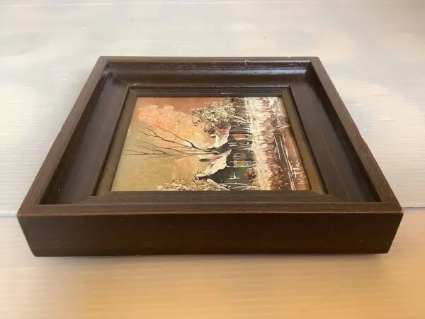 Illustration numéro 5 du produit Petit tableau paysage d’hiver huile sur isorel signée