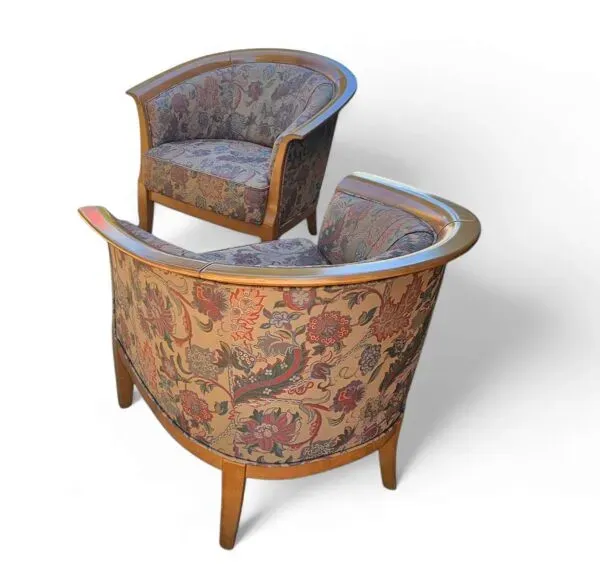 Illustration numéro 5 du produit 2 x fauteuil / fauteuil club / tissu fleuri / années 1980