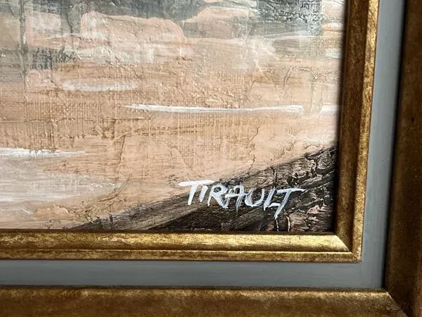 Illustration numéro 5 du produit Tirault, huile sur toile vue de angers signé xxème
