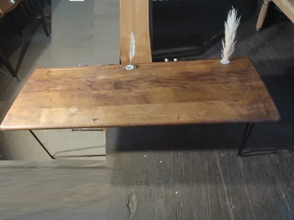 Illustration numéro 5 du produit Table basse salon pieds compas plateau bois bureau école