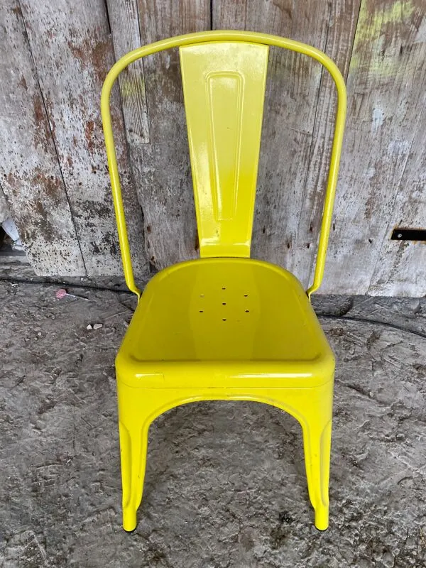 Illustration numéro 5 du produit Chaise Industrielle Style TOLIX Metal Jaune Vintage #D709