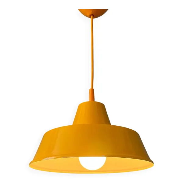 Illustration numéro 5 du produit Petite lampe à suspension industrielle vintage jaune