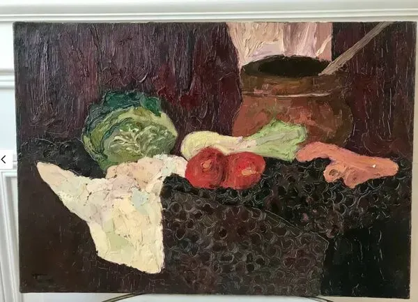 Illustration numéro 5 du produit Tableau huile sur toile nature morte fruits 1950