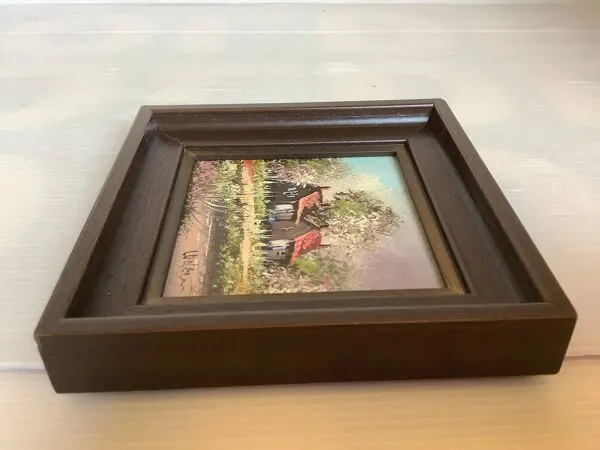 Illustration numéro 5 du produit Petit tableau paysage de printemps huile sur isorel signée