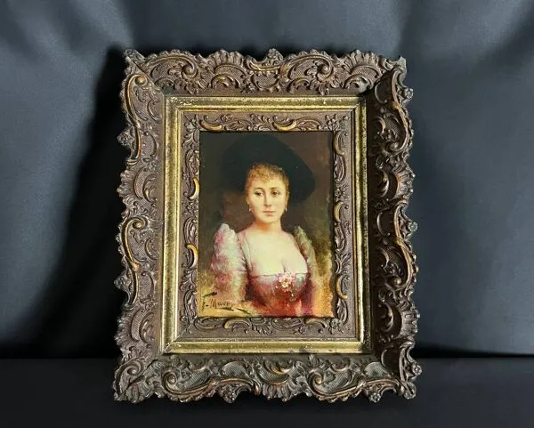 Illustration numéro 5 du produit Portrait de femme élégante, huile sur panneau - François Maury (1861–1