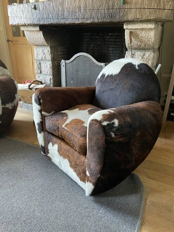 Illustration numéro 5 du produit Fauteuils club en peau de vache