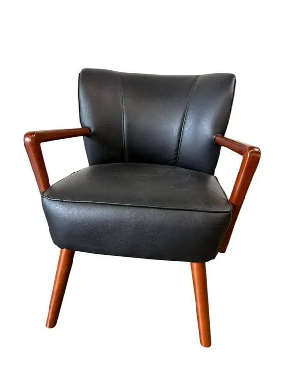 Illustration numéro 5 du produit Fauteuil cocktail vintage noir avec accoudoirs
