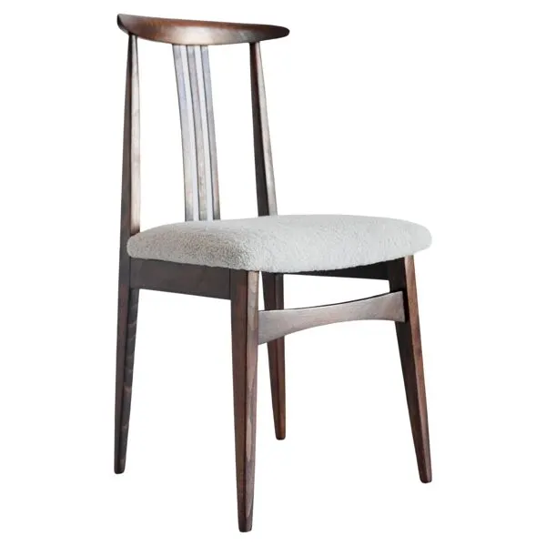 Illustration numéro 5 du produit Chaise Bouclé en Lin du Milieu du Siècle, Noyer, Designée par M. Zielinski, Europe, Années 1960